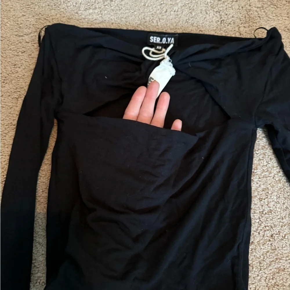 SER.O.YA- NWT Black Longsleeve Cutout Artemis Top